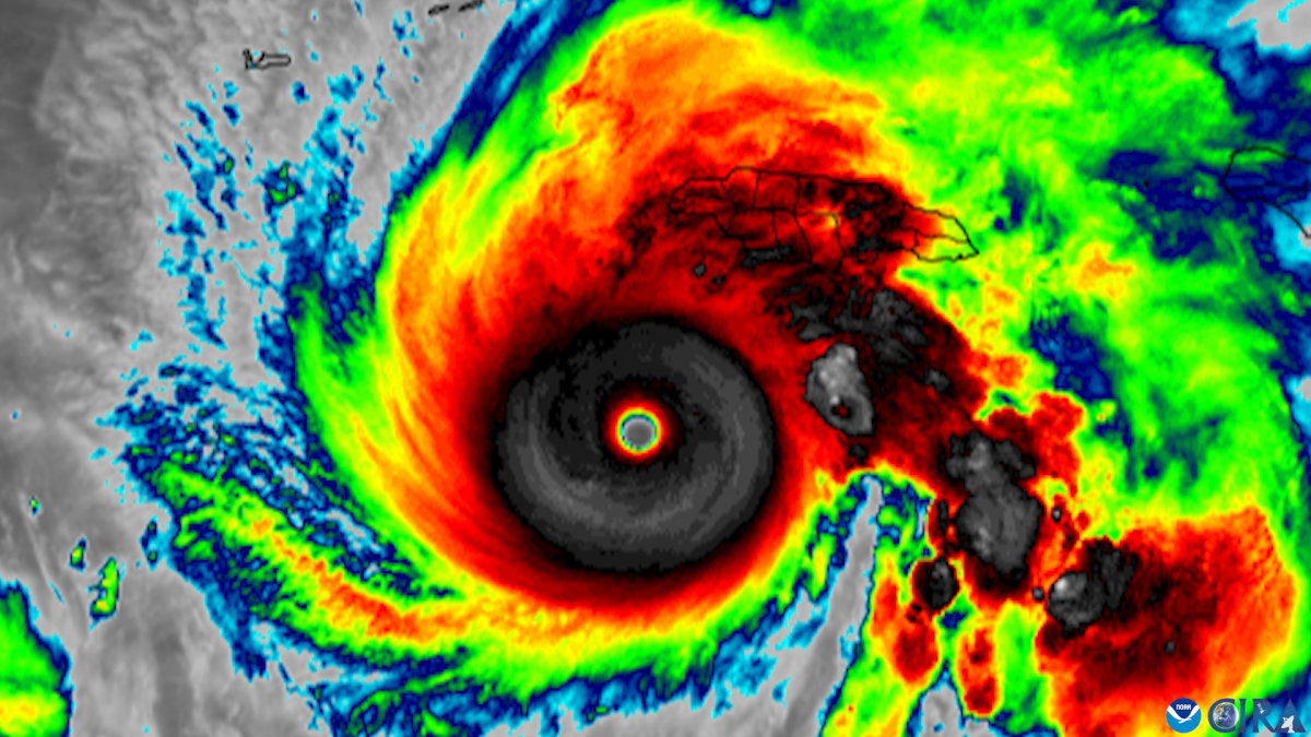 Hurricane Melissa as a major hurricane as seen from the National Oceanic and Atmospheric Administration (NOAA) GOES-19 satellite on Oct. 28, 2025 (Image Credit: CSU/CIRA & NOAA).