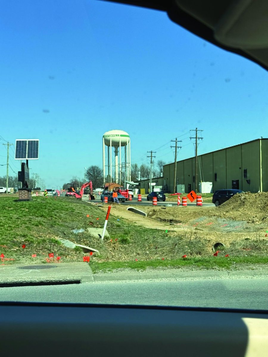 This scene from March shows the construction that was going on along Water Tower Road.